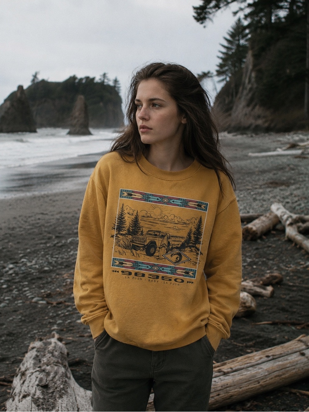 Retro Vibe Prairie Mountain Pacific Northwest Surf and Native American Graphics